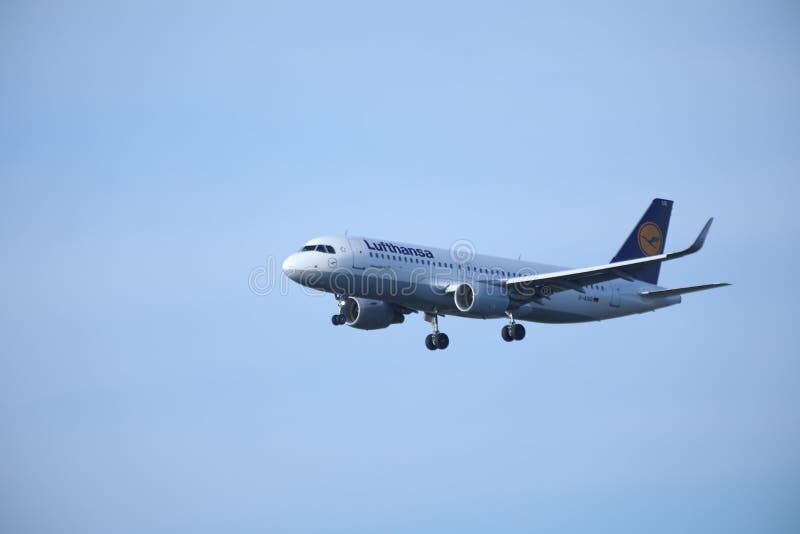 Lufthansa plane landing stock photo