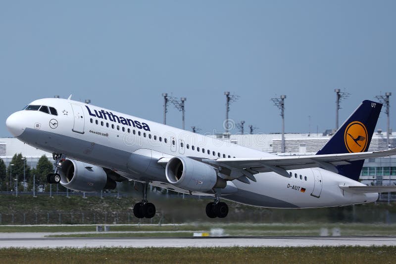 Lufthansa Plane Landing on Munich Airport, MUC Editorial Photography