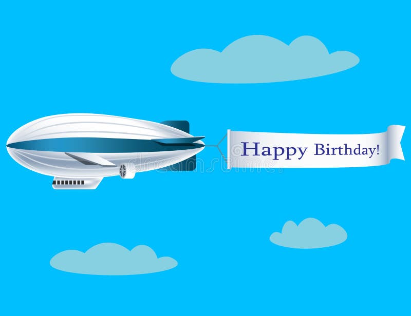 Luftschiff Mit Fahne Mit Text Alles Gute Zum Geburtstag Vektor