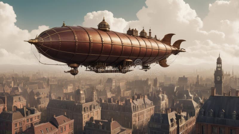 Luftschiff über die Altstadt von Gent Belgien 3D Rendering vektor abbildung