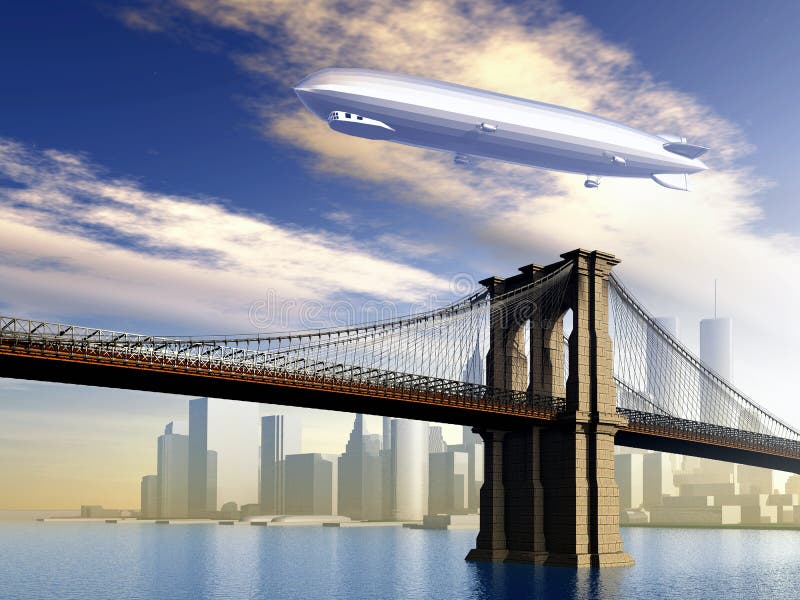 Luftschiff über Manhattan vektor abbildung