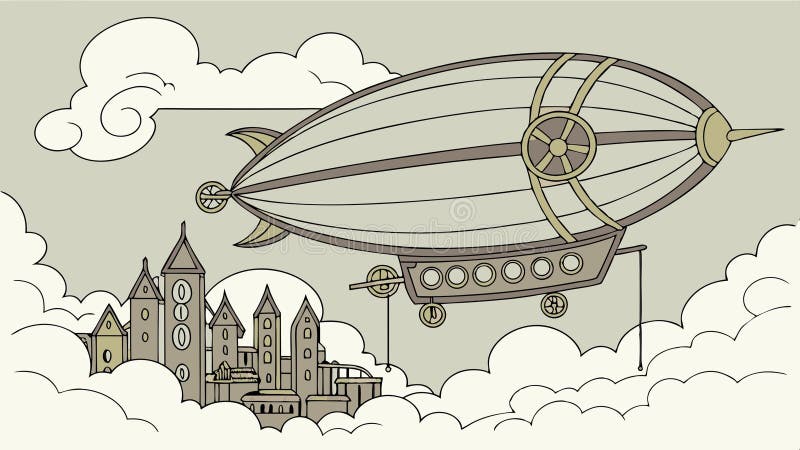 Luftschiff über uralte Fantasie der Luftfahrt. Vektordesign Generative KI vektor abbildung