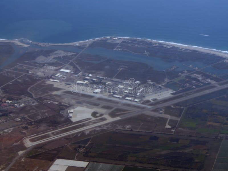 California - October 26, 2018: Aerial of Point Mugu Naval Air Station. Naval Air Station Point Mugu is a former United States Navy air station that operated from 1942 to 2000 in California. In 2000, it merged with nearby Naval Construction Battalion Center Port Hueneme to form Naval Base Ventura County NBVC. California - October 26, 2018: Aerial of Point Mugu Naval Air Station. Naval Air Station Point Mugu is a former United States Navy air station that operated from 1942 to 2000 in California. In 2000, it merged with nearby Naval Construction Battalion Center Port Hueneme to form Naval Base Ventura County NBVC