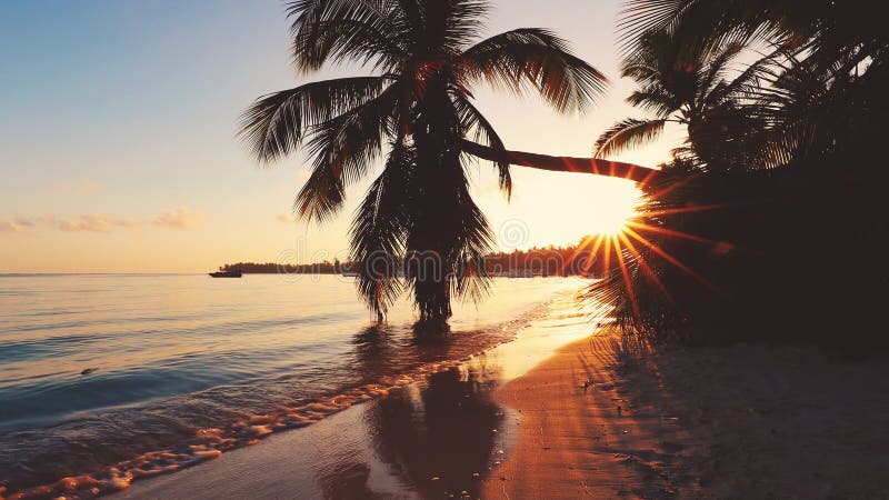 Luftvideoaufnahmen des karibischen tropischen Strandes mit Palmen und wei?em Sand Reise und Ferien