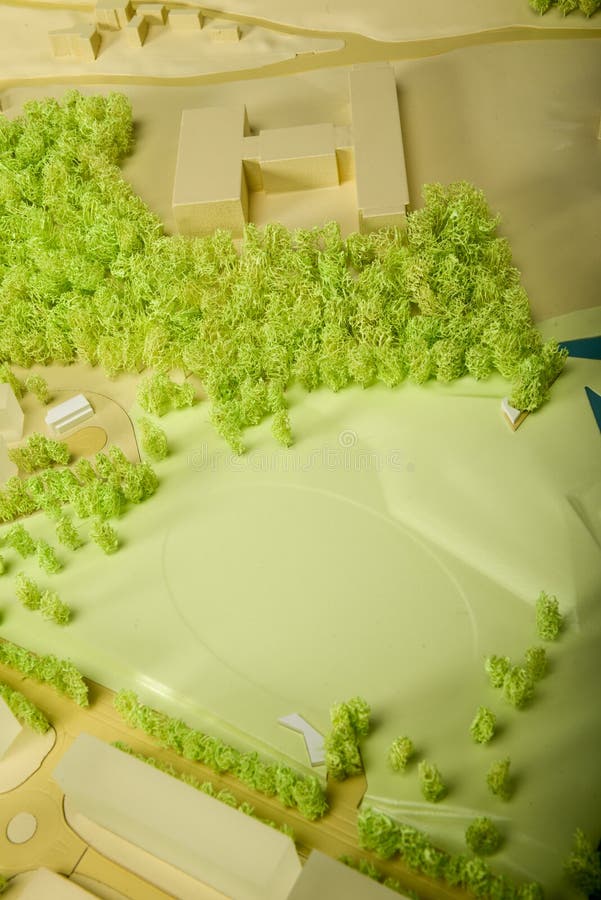 Lugano, Switzerland - 6 April 2018: Site surrounding model for architectural presentation and background