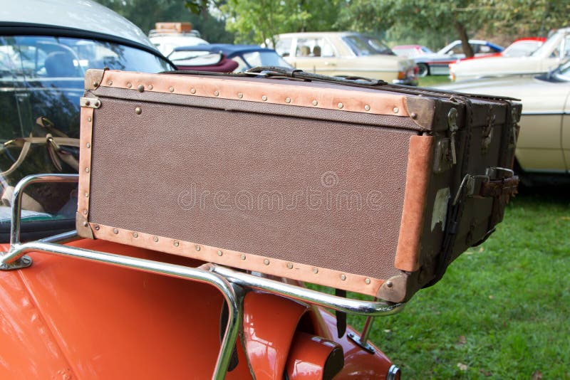 Luggage on classic car. Olden times for traveling. Adventurer adventure stock images, royalty-free photos and pictures