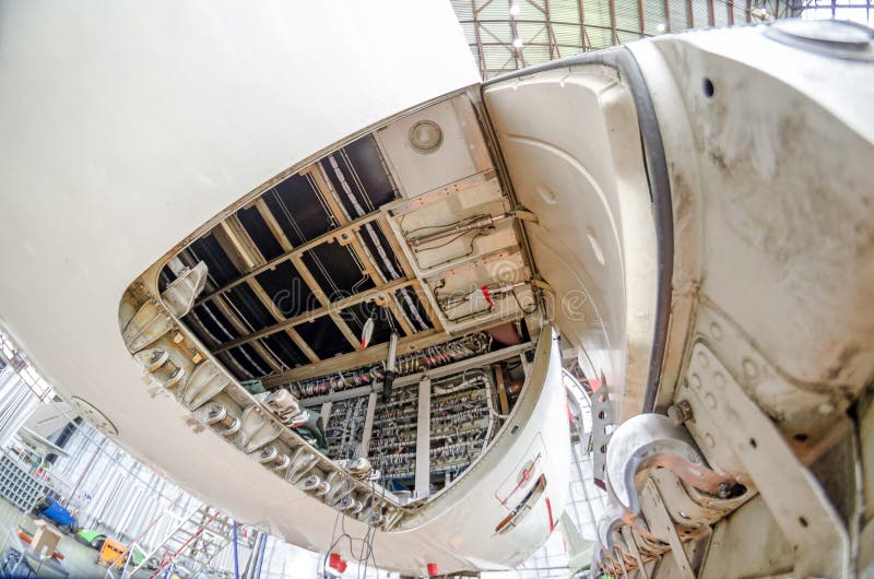 Luggage Compartment And Cargo Section In The Airplane Open On