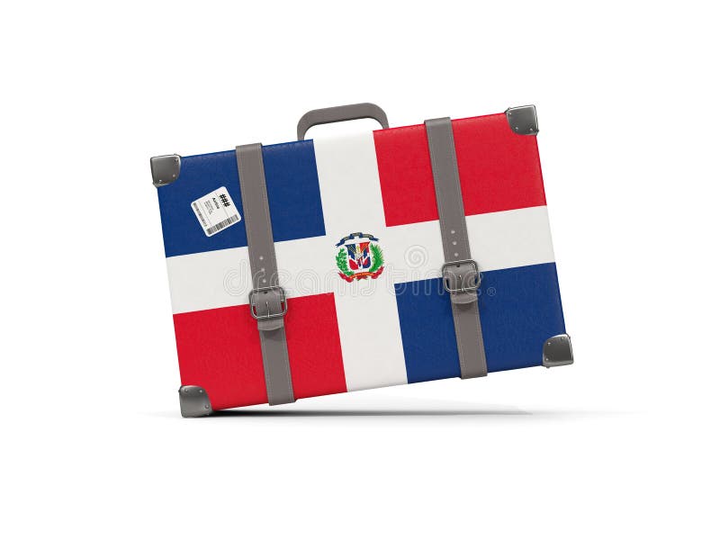 Luggage With Flag Of Dominican Republic Suitcase Isolated On White 