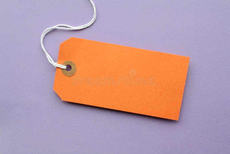 Orange Cardboard Or Paper Luggage Tag Isolated On White Stock Image