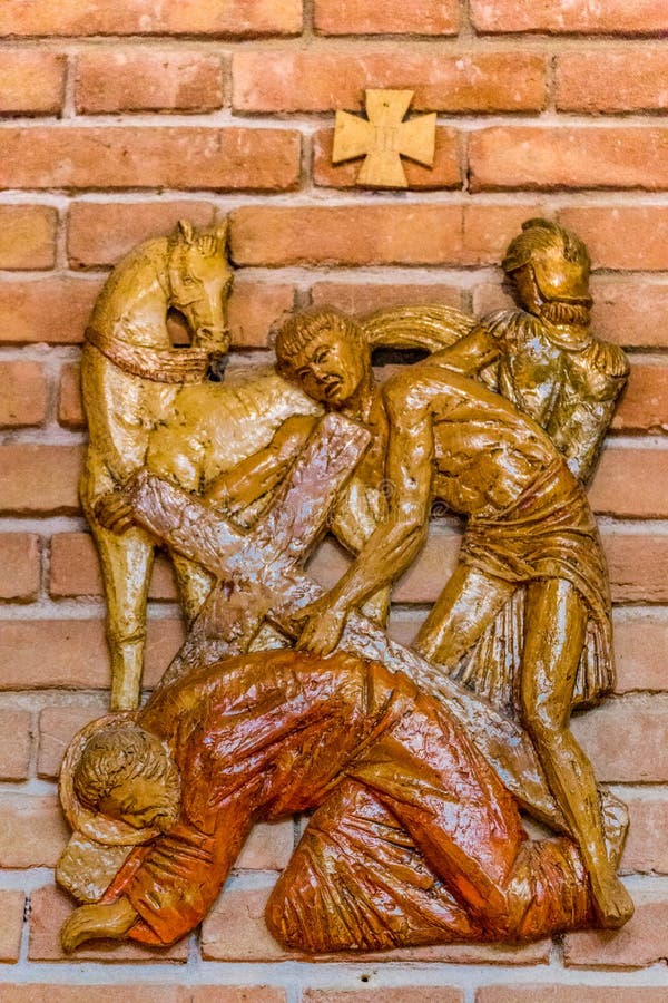 Editorial, Via Crucis Third Station royalty free stock images Editorial, Via Crucis Third Station royalty free stock images