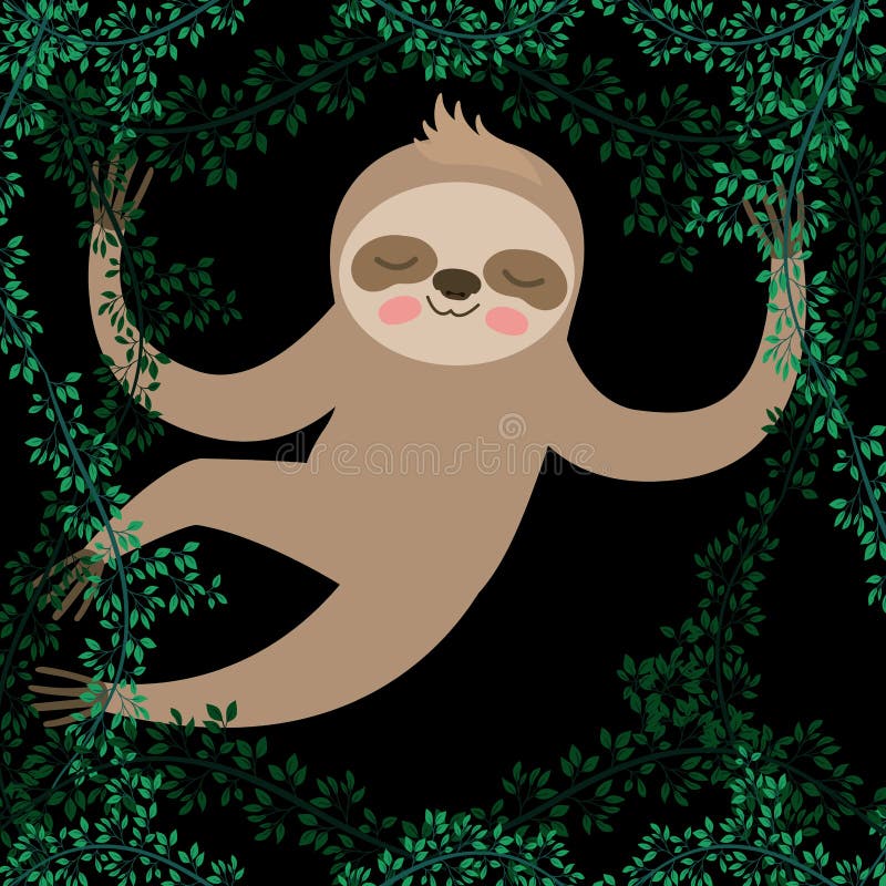 Luiaard in de wildernisscène stock illustratie Luiaard in de wildernisscène stock illustratie
