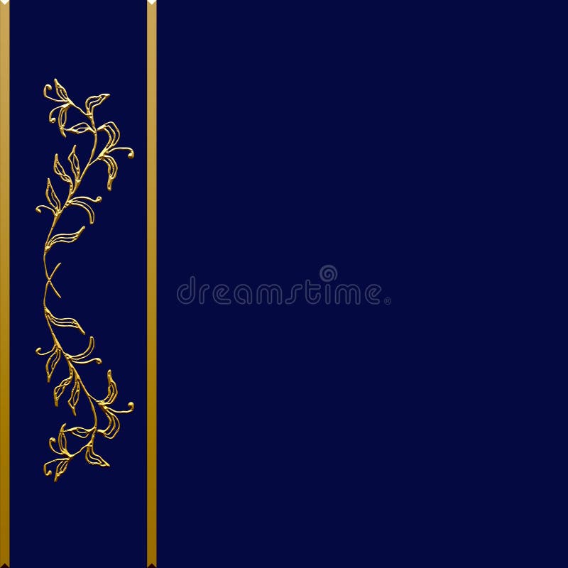 Lujoso Fondo Azul Oscuro Con Borde Dorado. Ornamento Floral Dorado.  Ilustración del Vector - Ilustración de feliz, negro: 212677265