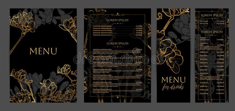 Luksusowe menu dla jedzenia i napojów. ilustracja wektor