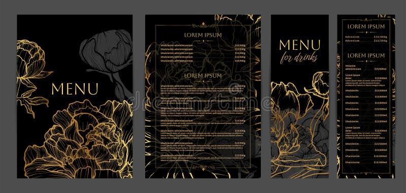 Luksusowe menu dla jedzenia i napojów. royalty ilustracja