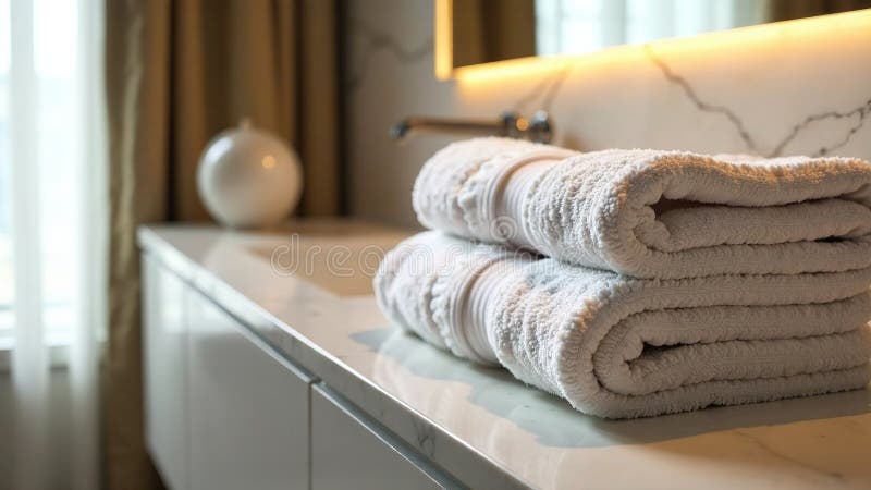 Luksusowe udogodnienia hotelowe ośrodki spa doskonały wybór ręczników łazienka pobłażanie ilustracja wektor