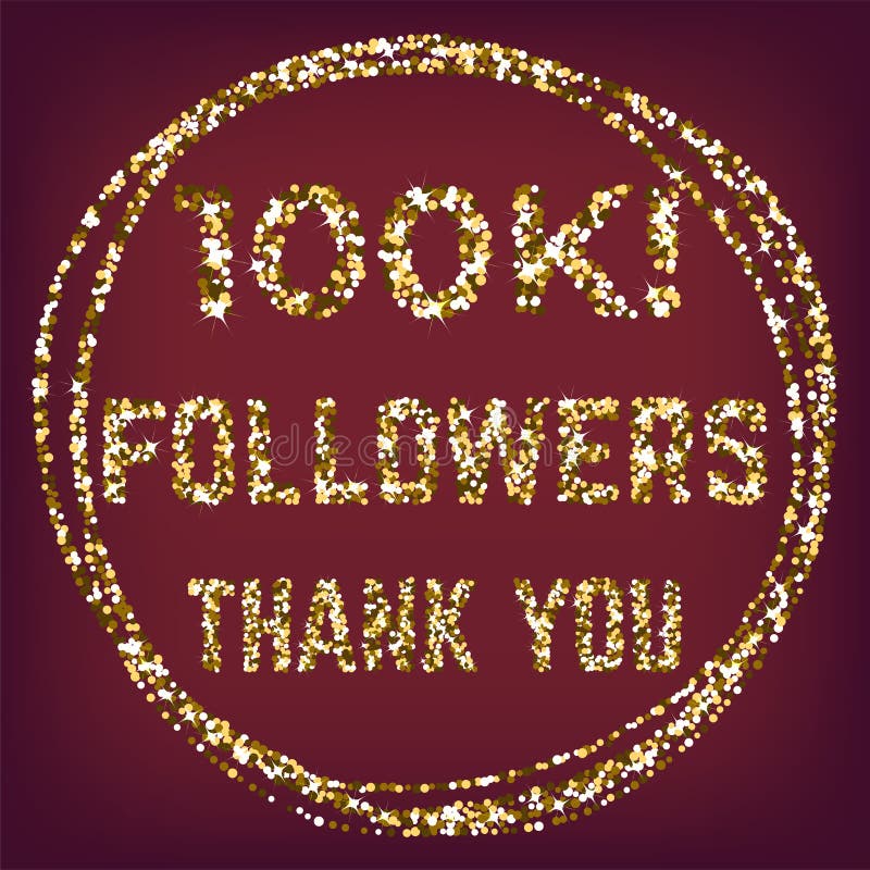 Luxury followers thank you vector glitter gold. Luxury 100k hundred thousands followers thank you subscribers vector counter with shining gold glitter in hand drawn doodle circle