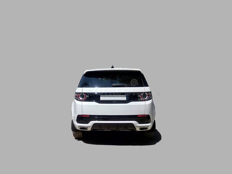 Luksusowy biały SUV samochodowy tylni widok obraz stock Luksusowy biały SUV samochodowy tylni widok obraz stock