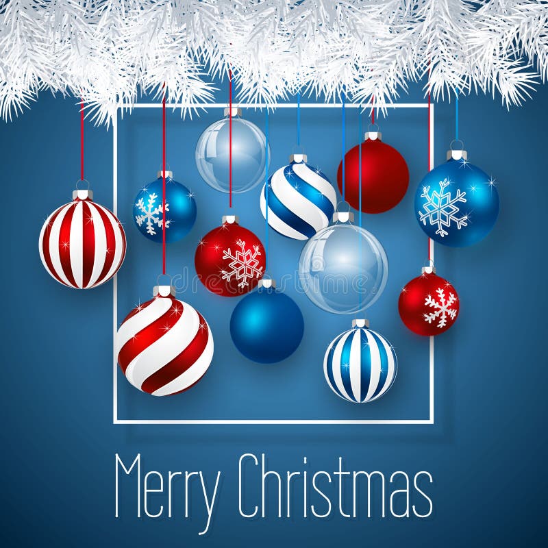 Luksusowy boże narodzenie projekt z błękitnej czerwieni Bożenarodzeniowymi piłkami i Xmas szklaną piłką nad błękitnym tłem Wakacy royalty ilustracja Luksusowy boże narodzenie projekt z błękitnej czerwieni Bożenarodzeniowymi piłkami i Xmas szklaną piłką nad błękitnym tłem Wakacy royalty ilustracja