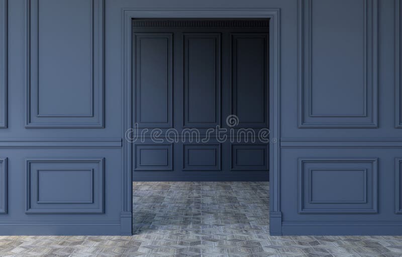 Luksusu pusty izbowy wnętrze w nowożytnym klasycznym projekcie, 3D rendering fotografia stock