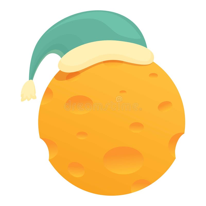 Lullaby moon sleep hat icon cartoon vector. Kid bed stock illustration