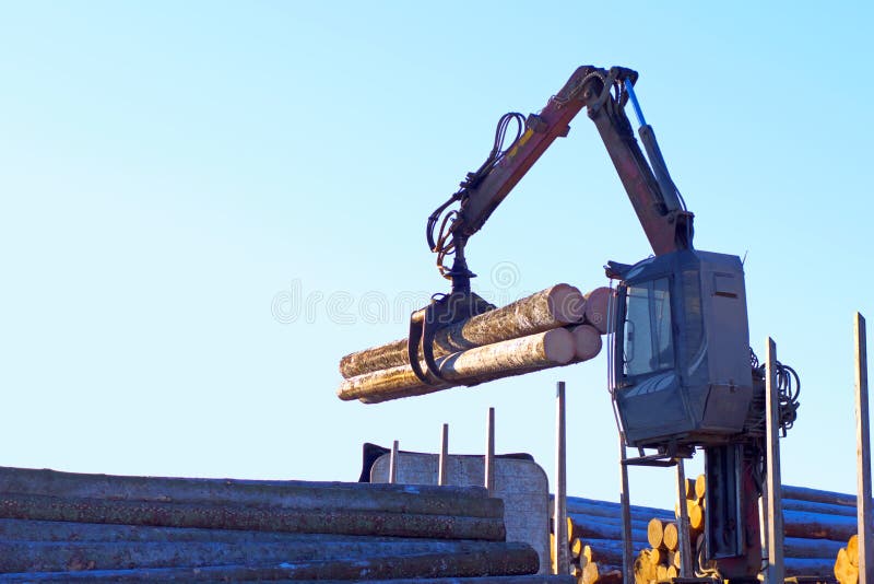 Lumber Industry Crane Lifting Timber Stock Photo Image of lumber