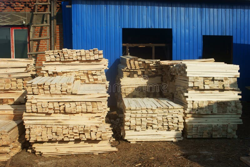 Lumber in factory yard stock image. Image of deforestation 23149229