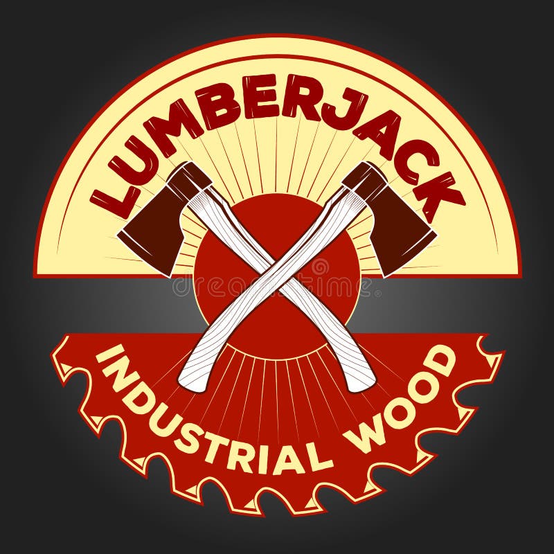 Lumberjack Logo Elements, Prints. Two Axes, Wood Background for Your