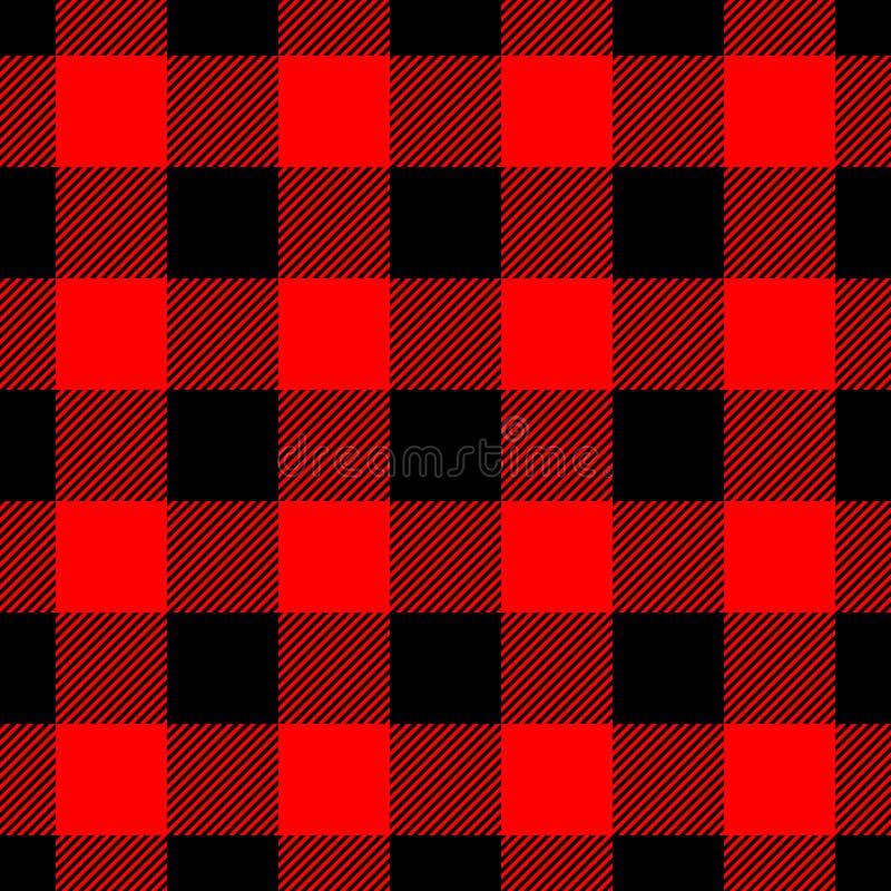 Lumberjack szkockiej kraty wzór w czerwieni i czerni wektor bezszwowy wzoru Prostego rocznika tekstylny projekt royalty ilustracja