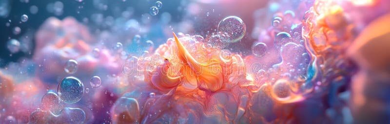 Lumea fanteziilor subacvatice încântătoare : Închiderea vieții acvatice colorate cu simboluri mitice Reflecții luminoase luminoase vector illustration