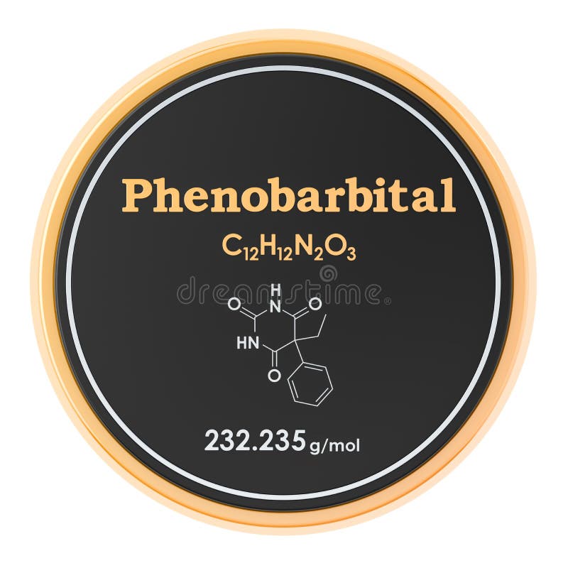 Luminal Formula chimica, struttura molecolare rappresentazione 3D isolata su fondo bianco. Luminal Formula chimica, struttura molecolare 3d isolato su fondo bianco