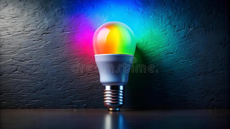 The Luminescent Symphony of a Smart Bulb Generative AI stock illustration.
