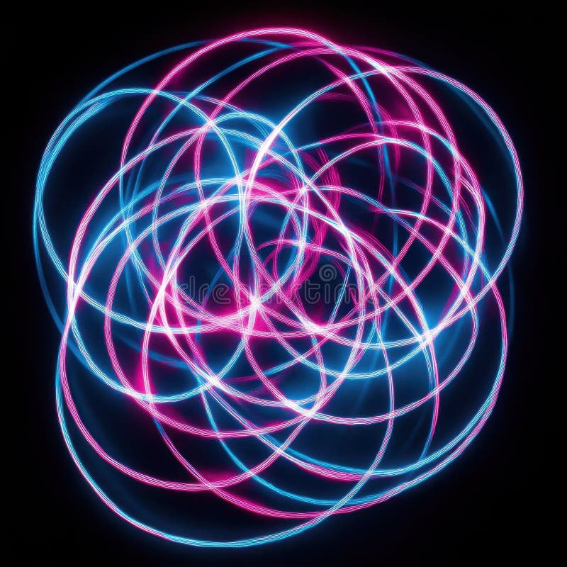 Lumini cu lumină neon albastru și roz, pe fond negru, creând o dinamică vibrantă stock images