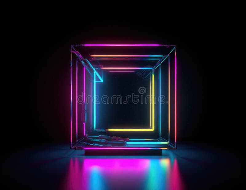 Lumini neon în cadrul geometric : un estetic de seapunk. perfect pentru afișe și pagini de aterizare. ai generativ