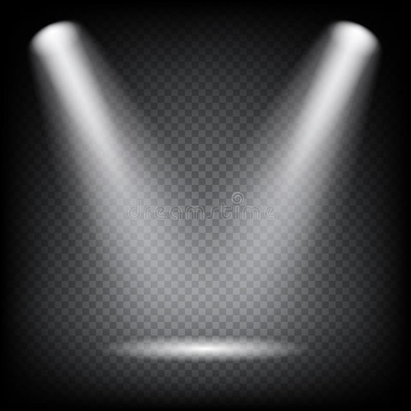 Lumini spot pe fundal transparent. efect de iluminare vectorial. vector illustration