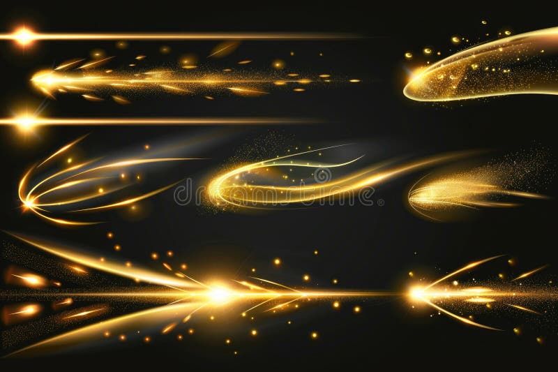 Lumini strălucitoare aurii frumoase pe un fond negru închis perfect pentru adăugarea unui pic de eleganță la orice proiect royalty free stock photo