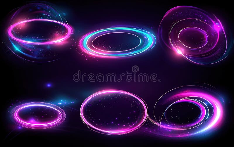 Luminile abstracte colorate creează tipare circulare dinamice pe un fond întunecat care evocă un sentiment de mișcare stock illustration