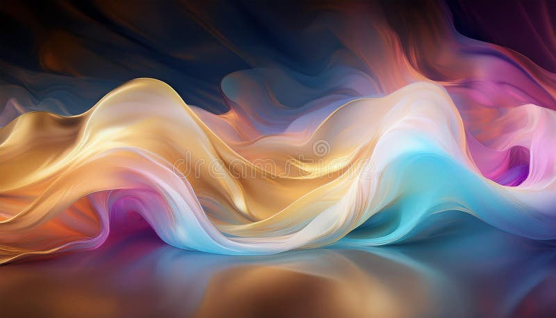 Luminile translucide ultraviolete, texturi colorate cu efect de fum, iar minimalismul neon abstract pictează fundalul din mătase ș royalty free illustration