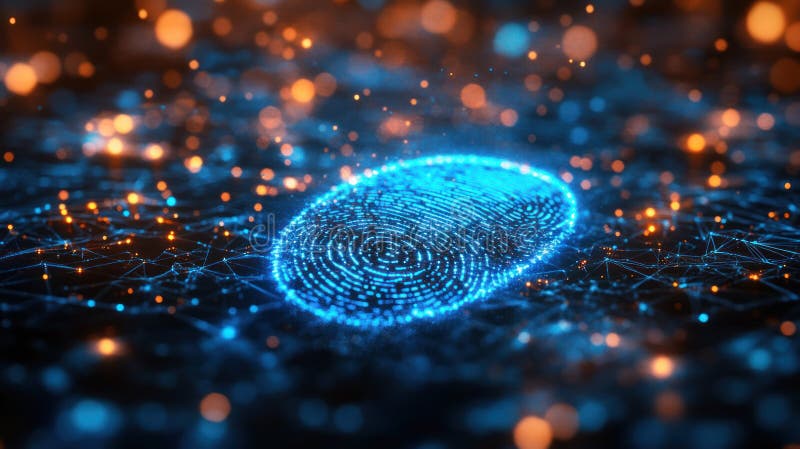 Luminosità della Rete di controllo digitale delle impronte digitali astratte illustrazione di stock