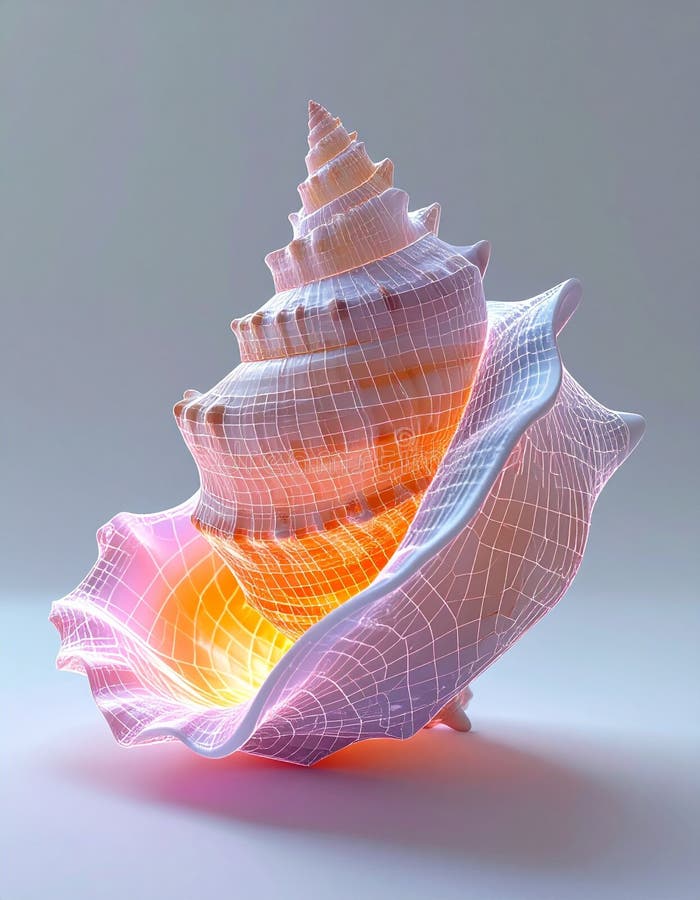 Luminous Conch Shell with Ethereal Pastel Colors royalty free illustration