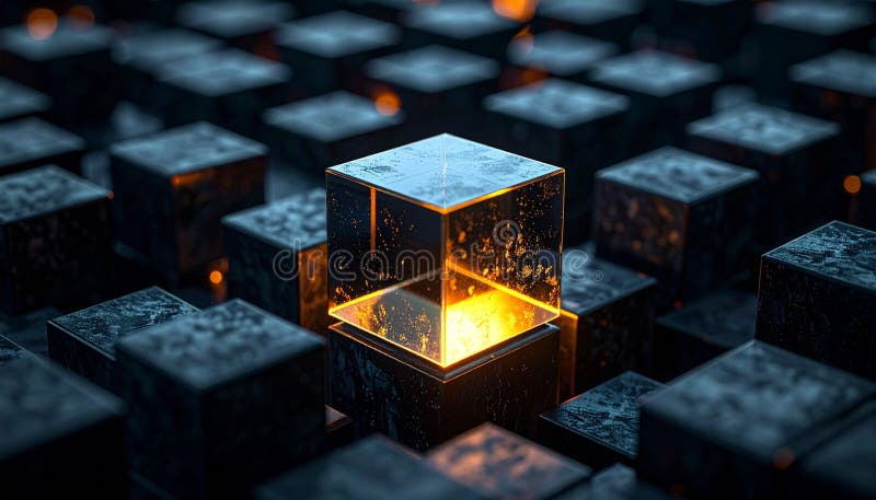 Luminous Core in a Digital Block Network royalty free illustration