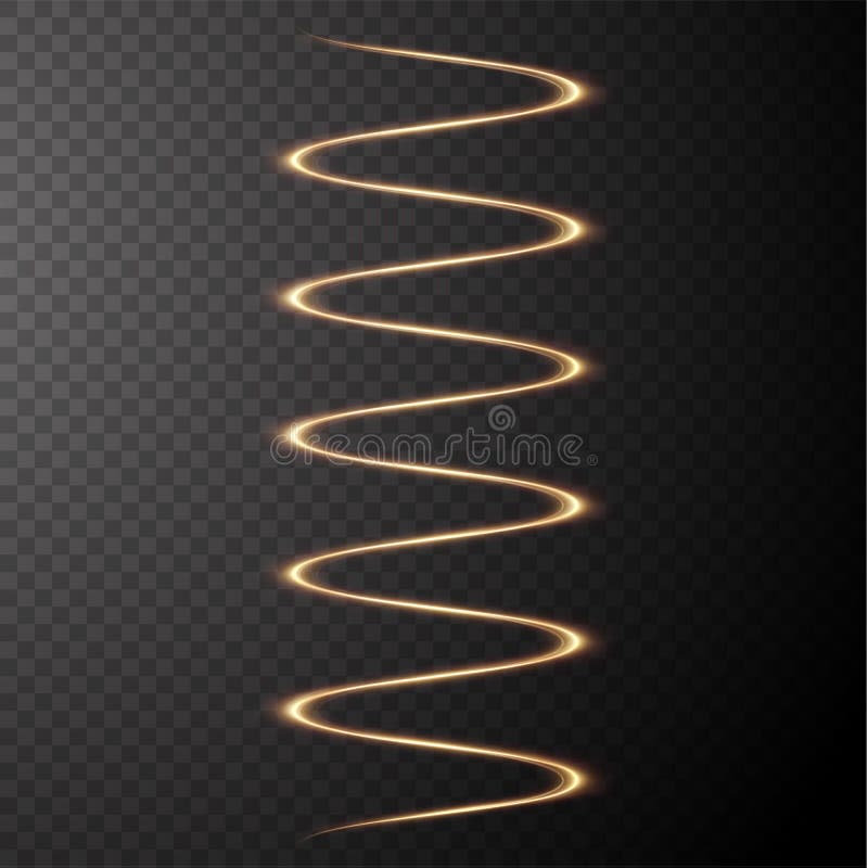 Luminous Gold Wavy Line of Light on a Transparent Background. Gold Light,  Electric Light, Light Effect Png Stock Vector - Illustration of glitter,  trail: 224608388