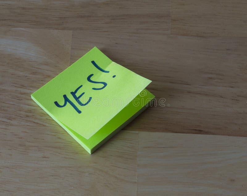Luminous green stick on label - note yes royalty free stock image