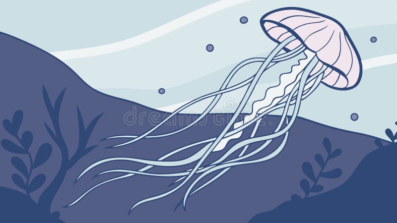 Luminous Jellyfish Floating in Dark Blue Water Vector Illustration, vector design Generative AI vector illustration