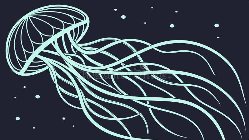 Luminous Jellyfish Floating. Deep Sea Creature Vector Art, vector design Generative AI royalty free illustration