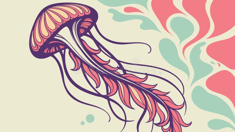 Luminous Jellyfish Floating in Water, Marine Life Art, vector design Generative AI royalty free illustration