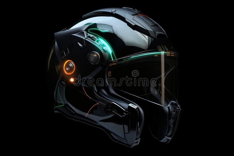 Cască luminoasă pentru motociclete în conceptul de lumină neon vector illustration