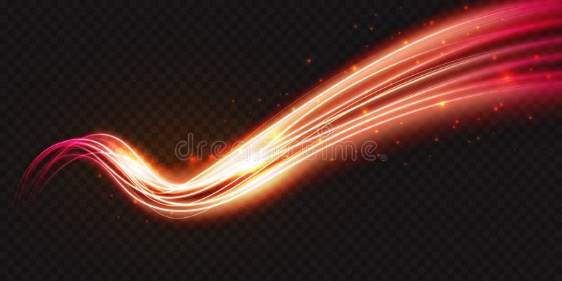 Luminous neon shape wave, abstract light effect vector illustration. Wavy glowing bright flowing curve lines, magic glow