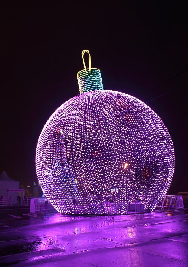 Luminous Purple Colors Sculpture in the Form of a Huge Ball Installed ...