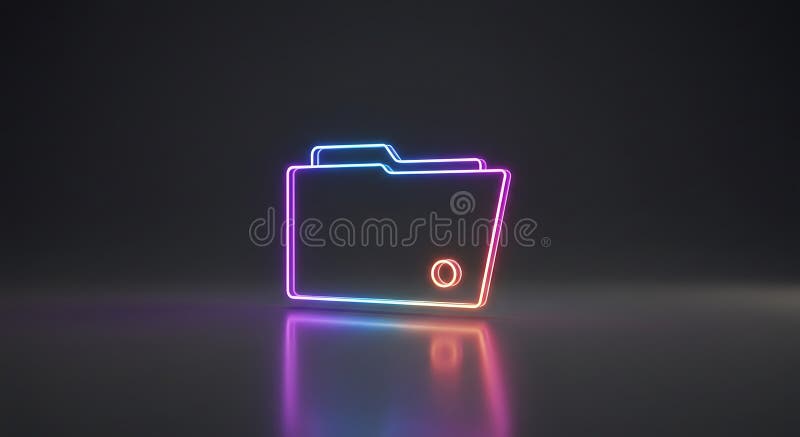 A luminous stylized glass folder icon in vibrant neon colors - generated using ai stock illustration