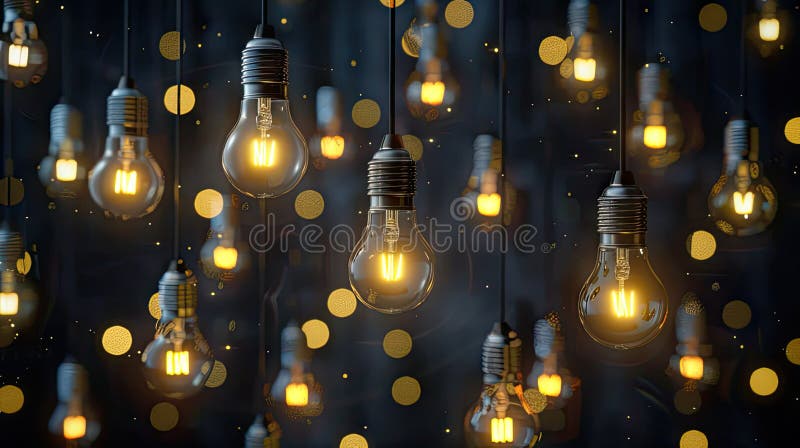 Luminous Symphony: A Ceiling Laden With Glowing Light Bulbs vector illustration